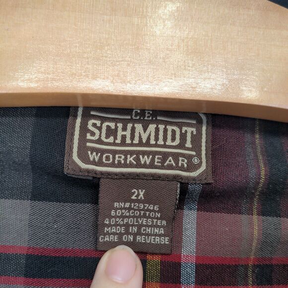 C.E. Schmidt Workwear Men's Button-Down Shirt Multi Plaid Big 2X Long Sleeve - Picture 8 of 11